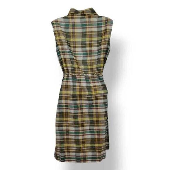 Vintage 60's Handmade Tartan Plaid House Dress Frock Modern Size 10/12 - Picture 5 of 7